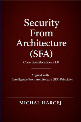 Security From Architecture (SFA) Book Cover — Core Specification v1.0 by Michal Harcej